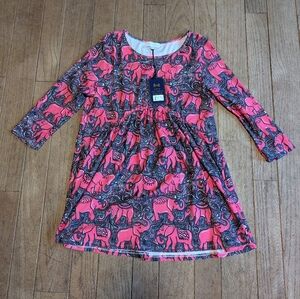 Nwt Women's Simply Southern Pink Elephant Print Long Sleeve Tunic Shirt Size M